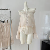 BXOXO - summer inspo Autumn Women Blouse Elegant Chic Shirts Solid Color Slash Neck Sexy Off Shoulder Long Sleeve Loose Blouses Fashionable Retro Top